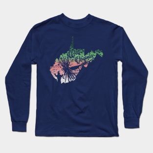 Vintage Big Fly Distressed Rainbow Trout Steelhead West Virginia Fly Fishing Long Sleeve T-Shirt